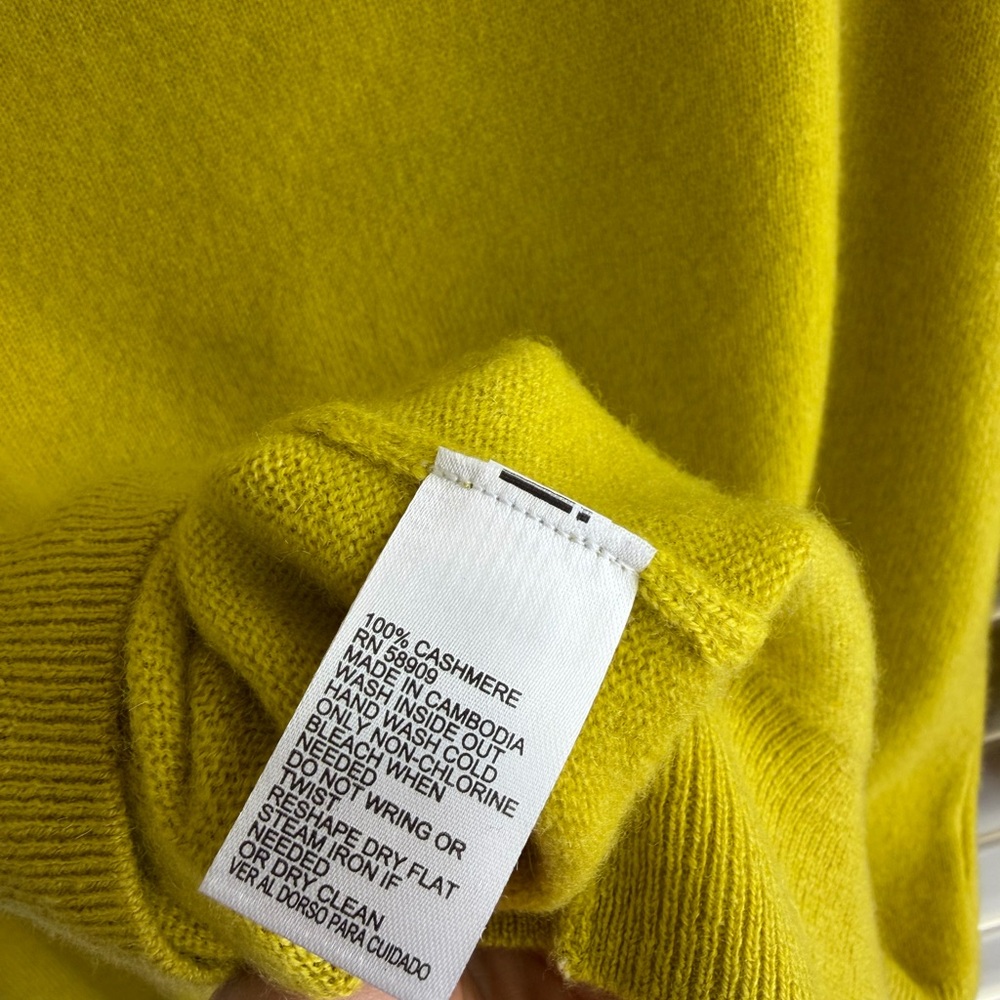 NWT Antonio Melani 100% Cashmere Sweater - Citron - XL - Puff Sleeve Crewneck - Picture 5 of 10